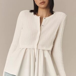 Anthropologie Cream Cable Knit Cardigan
